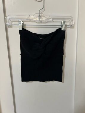 Olivaceous Black Twist-Front Ribbed Top